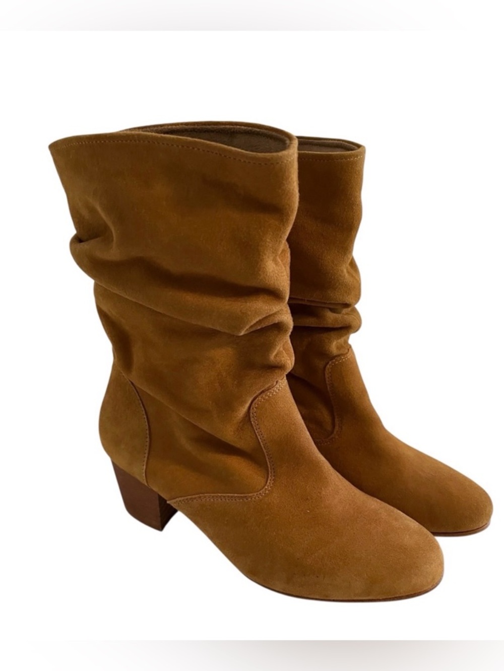 Casual by Gemo Tan Gathered Suede Booties 37(6.5)